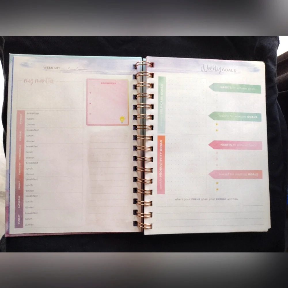 Mindgreen Wellness Journal - Pastel Watercolor Spiral Notebook - Picture 5 of 8